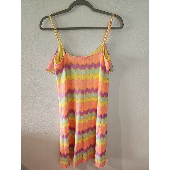 Lilly Pulitzer Chevron Spaghetti Strap Knit Lace Short Dress Womens S Hot Pink - Picture 4 of 4